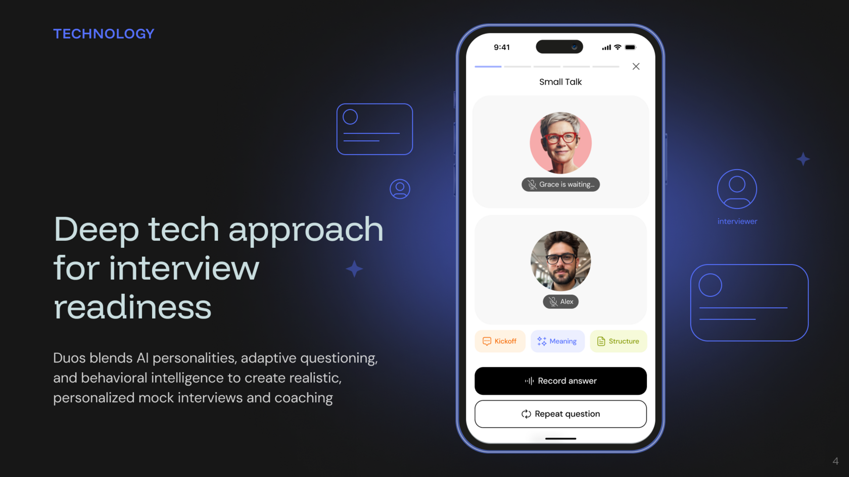 Duos AI graphic: Deep tech approach for interview readiness