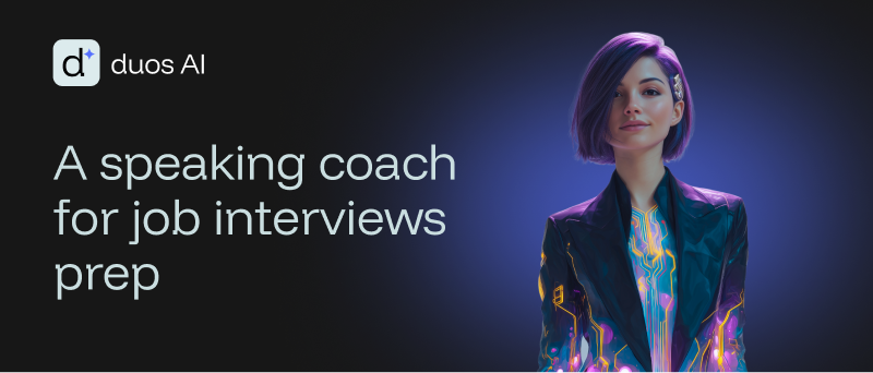 Duos AI promotional banner: A speaking coach for job interviews prep